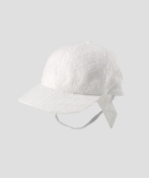 BRANSHES（ブランシェス）の「カットワークレースリボンキャップ（キャップ・キッズ・サックスブルー/オフホワイト・M/L/S）」の3枚目の写真