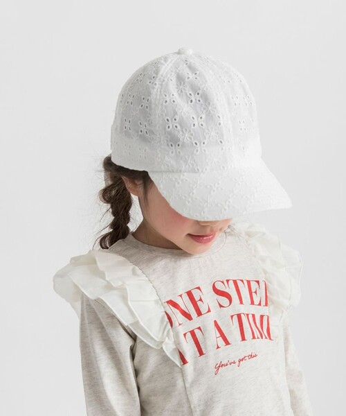 BRANSHES（ブランシェス）の「カットワークレースリボンキャップ（キャップ・キッズ・サックスブルー/オフホワイト・M/L/S）」の5枚目の写真