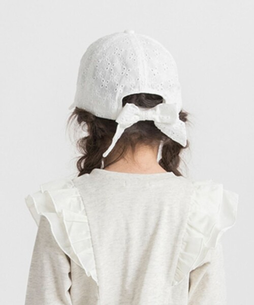 BRANSHES（ブランシェス）の「カットワークレースリボンキャップ（キャップ・キッズ・サックスブルー/オフホワイト・M/L/S）」の6枚目の写真