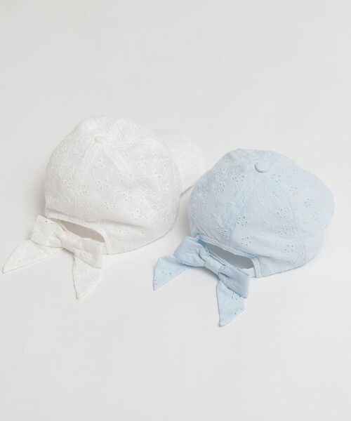 BRANSHES（ブランシェス）の「カットワークレースリボンキャップ（キャップ・キッズ・サックスブルー/オフホワイト・M/L/S）」の16枚目の写真