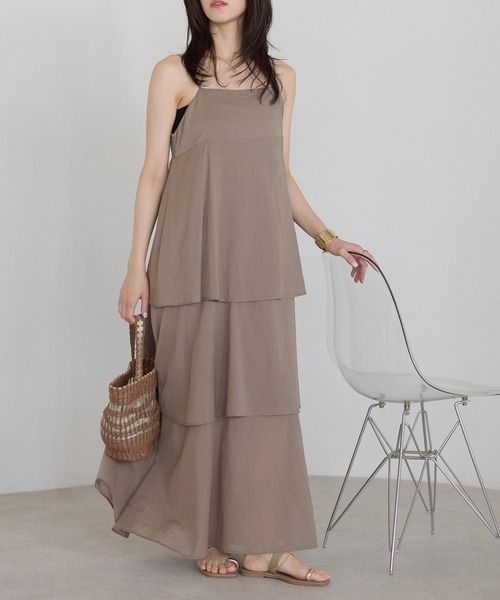 sakishimatokyo(サキシマトーキョー)の「【India Fabric】ティアードキャミワンピ(ワンピース・レディース・ブラウン/ネイビー/モカ・M/L)」の8枚目の写真