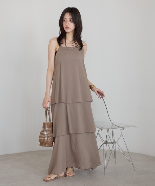 sakishimatokyo(サキシマトーキョー)の「【India Fabric】ティアードキャミワンピ(ワンピース・レディース・ブラウン/ネイビー/モカ・M/L)」の9枚目の写真