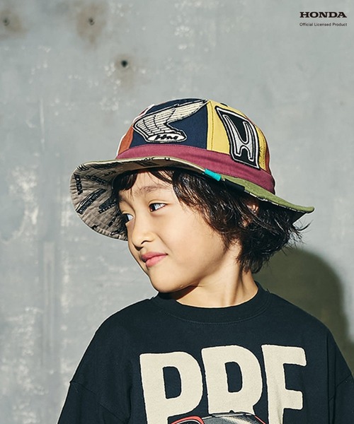 F.O.KIDS（エフオーキッズ）の「F.O.KIDS/エフオーキッズ HONDAコラボワッペンアウトドアハット 2026年春夏（ハット・キッズ・ブラウン/レインボー・52/54）」の2枚目の写真