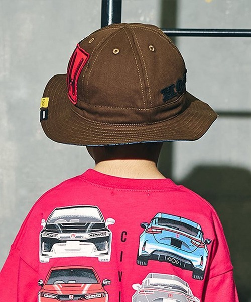 F.O.KIDS（エフオーキッズ）の「F.O.KIDS/エフオーキッズ HONDAコラボワッペンアウトドアハット 2026年春夏（ハット・キッズ・ブラウン/レインボー・52/54）」の4枚目の写真