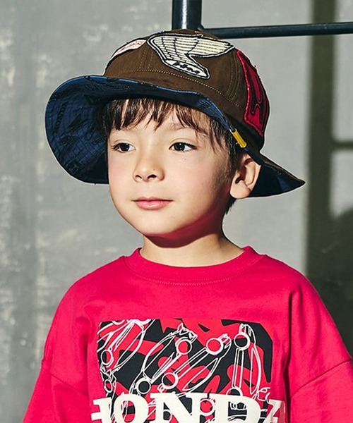 F.O.KIDS（エフオーキッズ）の「F.O.KIDS/エフオーキッズ HONDAコラボワッペンアウトドアハット 2026年春夏（ハット・キッズ・ブラウン/レインボー・52/54）」の3枚目の写真