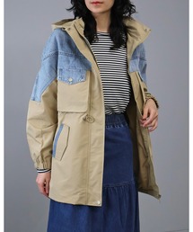 Doumoi（ドゥモエ）の「デニム異素材切り替えデザインジップアップジャケット（マウンテンパーカー）」