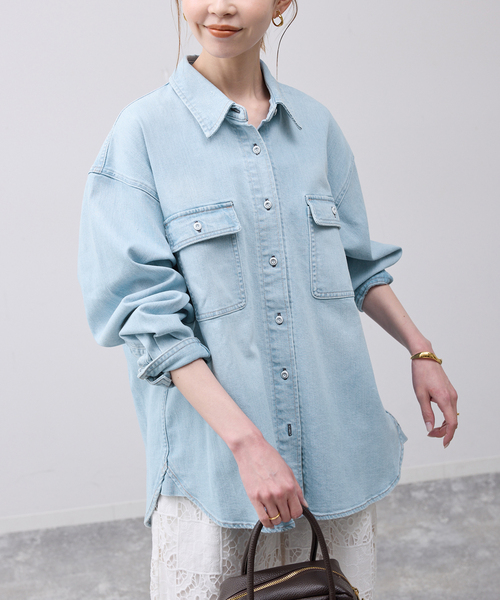 Healthy denim（ヘルシーデニム）の「HEALTHY DENIM/ヘルシーデニム SLOBE別注 petit Almond（シャツ/ブラウス・レディース・スカイブルー/ブルー・FREE）」の2枚目の写真