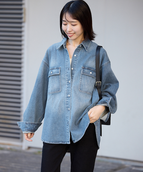 Healthy denim（ヘルシーデニム）の「HEALTHY DENIM/ヘルシーデニム SLOBE別注 petit Almond（シャツ/ブラウス・レディース・スカイブルー/ブルー・FREE）」の7枚目の写真