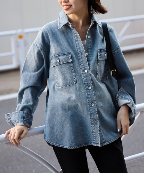 Healthy denim（ヘルシーデニム）の「HEALTHY DENIM/ヘルシーデニム SLOBE別注 petit Almond（シャツ/ブラウス・レディース・スカイブルー/ブルー・FREE）」の11枚目の写真