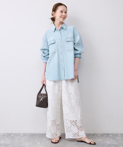 Healthy denim（ヘルシーデニム）の「HEALTHY DENIM/ヘルシーデニム SLOBE別注 petit Almond（シャツ/ブラウス・レディース・スカイブルー/ブルー・FREE）」の13枚目の写真