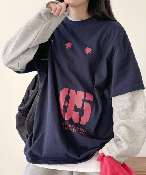 VIVID LADY(ビビッドレディー)の「フェイクレイヤード フロントプリント ロンT(Tシャツ/カットソー・レディース・ネイビー/ブラウン/チャコールグレー・FREE)」の20枚目の写真