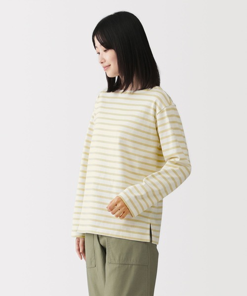無印良品(ムジルシリョウヒン)の「婦人 太番手ボートネック長袖Tシャツ(Tシャツ/カットソー・レディース・スモーキーグリーン系/オフホワイト/チャコールグレー/ネイビー系/ブルー系/ライトイエロー系・S/L/XL/M)」の6枚目の写真