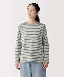 婦人 太番手ボートネック長袖Tシャツ