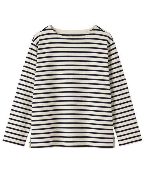 無印良品(ムジルシリョウヒン)の「婦人 太番手ボートネック長袖Tシャツ(Tシャツ/カットソー・レディース・スモーキーグリーン系/オフホワイト/チャコールグレー/ネイビー系/ブルー系/ライトイエロー系・S/L/XL/M)」の16枚目の写真