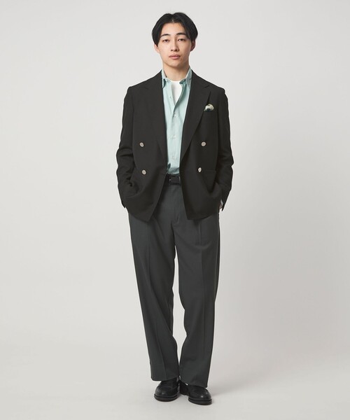 green label relaxing（グリーンレーベルリラクシング）の「TW トロピカル ダブルブレスト 4B ブレザー ジャケット（テーラードジャケット・メンズ・ブラック/ベージュ・M/S/XL/L）」の17枚目の写真