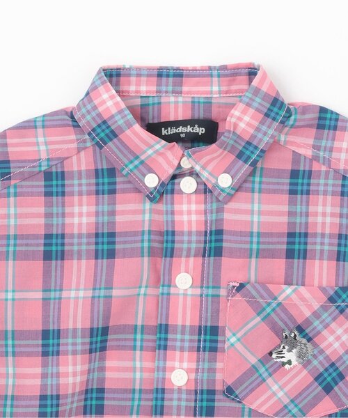 kladskap（クレードスコープ）の「オオカミ刺しゅうチェック長袖シャツ（シャツ/ブラウス・キッズ・ピンク/イエロー・110cm/90cm/120cm）」の4枚目の写真