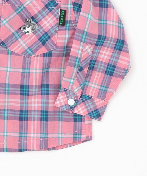 kladskap（クレードスコープ）の「オオカミ刺しゅうチェック長袖シャツ（シャツ/ブラウス・キッズ・ピンク/イエロー・110cm/90cm/120cm）」の6枚目の写真