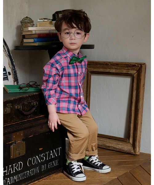 kladskap(クレードスコープ)の「オオカミ刺しゅうチェック長袖シャツ(シャツ/ブラウス・キッズ・ピンク/イエロー・110cm/90cm/120cm/100cm/130cm)」の12枚目の写真