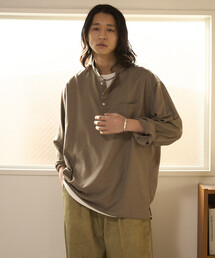 FREAK'S STORE | 限定展開 Relax Fit リラックスフィット リネンミックス バンドカラー プルオーバー シャツ(シャツ/ブラウス)