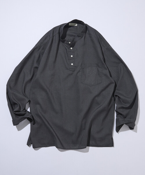 FREAK'S STORE（フリークスストア）の「限定展開 Relax Fit リラックスフィット リネンミックス バンドカラー プルオーバー シャツ（シャツ/ブラウス・メンズ・チャコールグレー/ブラック/ベージュ・SMALL/MEDIUM/LARGE）」の3枚目の写真