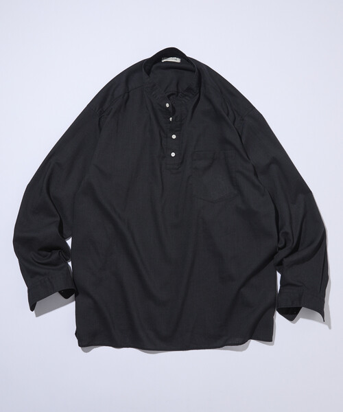 FREAK'S STORE（フリークスストア）の「限定展開 Relax Fit リラックスフィット リネンミックス バンドカラー プルオーバー シャツ（シャツ/ブラウス・メンズ・チャコールグレー/ブラック/ベージュ・SMALL/MEDIUM/LARGE）」の2枚目の写真