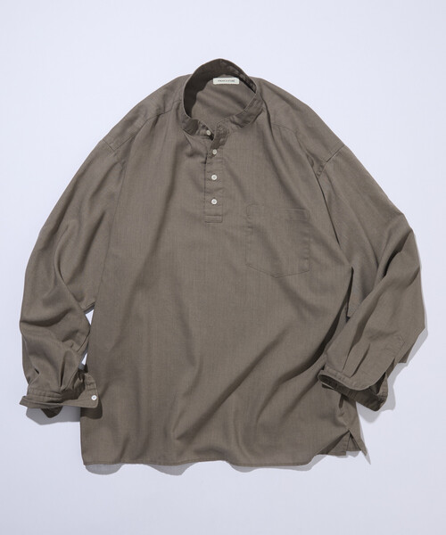 FREAK'S STORE（フリークスストア）の「限定展開 Relax Fit リラックスフィット リネンミックス バンドカラー プルオーバー シャツ（シャツ/ブラウス・メンズ・チャコールグレー/ブラック/ベージュ・SMALL/MEDIUM/LARGE）」の14枚目の写真