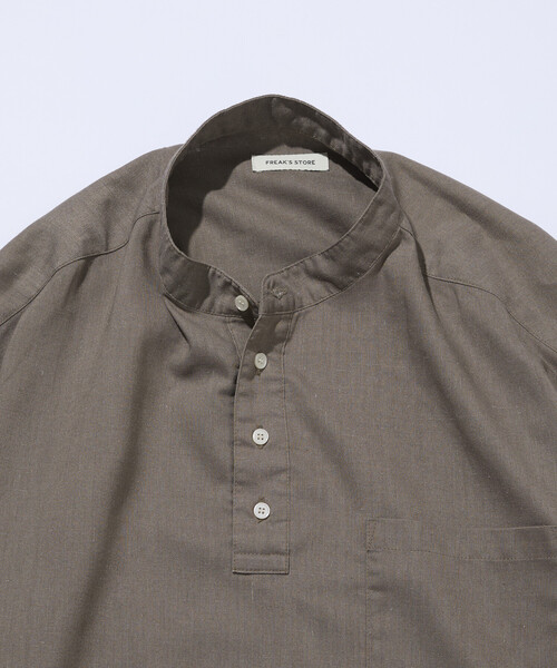 FREAK'S STORE（フリークスストア）の「限定展開 Relax Fit リラックスフィット リネンミックス バンドカラー プルオーバー シャツ（シャツ/ブラウス・メンズ・チャコールグレー/ブラック/ベージュ・SMALL/MEDIUM/LARGE）」の15枚目の写真