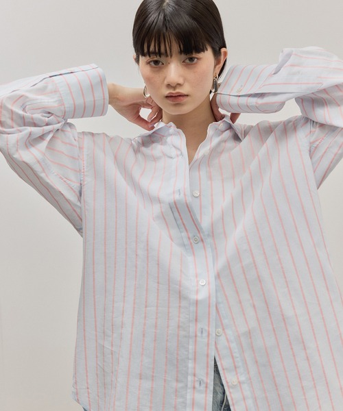 ADAM ET ROPE'（アダムエロペ）の「FAbRICA ストライプマルチwayシャツ（シャツ/ブラウス・レディース・サックスブルー/ターコイズブルー/ピンク系その他2・FREE）」の3枚目の写真