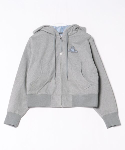 Vivienne Westwood(ヴィヴィアンウエストウッド)の「ボンディングジャージ オーブパッチ ジップフーディー(その他アウター・レディース・チャコールグレー/ブラック・FREE)」の2枚目の写真