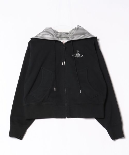 Vivienne Westwood(ヴィヴィアンウエストウッド)の「ボンディングジャージ オーブパッチ ジップフーディー(その他アウター・レディース・チャコールグレー/ブラック・FREE)」の1枚目の写真