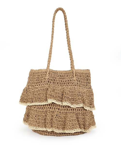 T・S・L（ティーエスエル）の「フリルペーパートートバッグ（かごバッグ・レディース・ベージュ/サックスブルー/ナチュラル・FREE）」の2枚目の写真