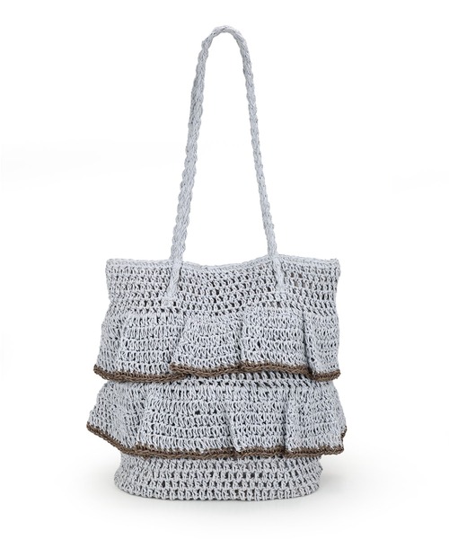 T・S・L（ティーエスエル）の「フリルペーパートートバッグ（かごバッグ・レディース・ベージュ/サックスブルー/ナチュラル・FREE）」の3枚目の写真