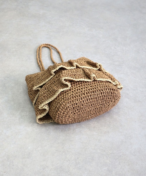 T・S・L（ティーエスエル）の「フリルペーパートートバッグ（かごバッグ・レディース・ベージュ/サックスブルー/ナチュラル・FREE）」の8枚目の写真