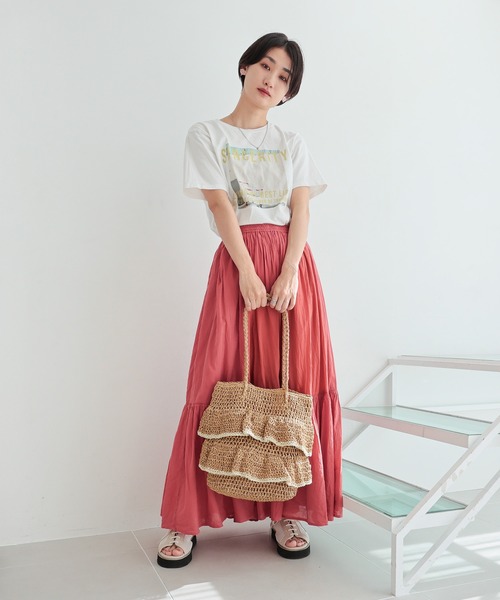 T・S・L（ティーエスエル）の「フリルペーパートートバッグ（かごバッグ・レディース・ベージュ/サックスブルー/ナチュラル・FREE）」の10枚目の写真