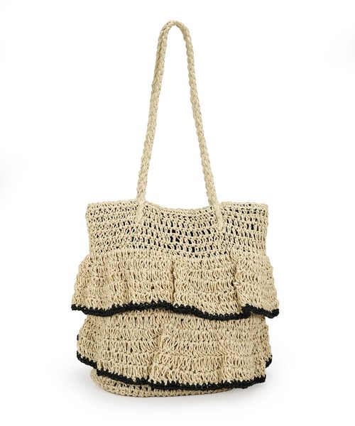 T・S・L（ティーエスエル）の「フリルペーパートートバッグ（かごバッグ・レディース・ベージュ/サックスブルー/ナチュラル・FREE）」の5枚目の写真