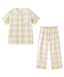 combimini（コンビミニ）の「半袖前開きガーゼママパジャマ（先染めチェック）（ルームウェア/パジャマ）」