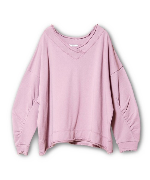 OSMOSIS（オズモーシス）の「裏毛Vネックプルオーバー（Tシャツ/カットソー・レディース・チャコール/ライトパープル/グレー・ONE SIZE）」の13枚目の写真