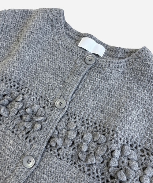 nananamoe(ナナナモエ)の「flower motif hand wool knit / フラワーモチーフハンドウールニット(カーディガン/ボレロ・レディース・ブラック/アイボリー/グレー・FREE)」の20枚目の写真