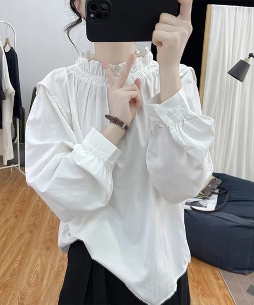 Flugge(フラッジー)の「フリルギャザーブラウス(シャツ/ブラウス・レディース・ホワイト/ベージュ・MEDIUM/LARGE)」の2枚目の写真