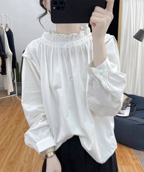 Flugge(フラッジー)の「フリルギャザーブラウス(シャツ/ブラウス・レディース・ホワイト/ベージュ・MEDIUM/LARGE)」の3枚目の写真