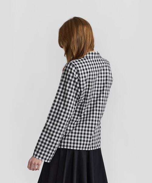 agnes b.（アニエスベー）の「ギンガムチェック コットン 長袖 ブラウス ”Perryne”（シャツ/ブラウス・レディース・ブラック・1/2/3）」の4枚目の写真