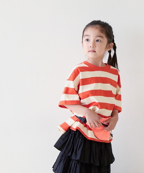 LOWRYS FARM(ローリーズファーム)の「フトボーダーTSS 647867(Tシャツ/カットソー・キッズ・ブラウン/レッド/ブラック/グリーン/ブルー/オレンジ・140cm/130cm/120cm/110cm/150cm)」の6枚目の写真