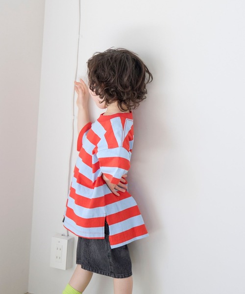 LOWRYS FARM（ローリーズファーム）の「フトボーダーＴＳＳ　647867（Tシャツ/カットソー・キッズ・ブラウン/レッド/ブラック/グリーン・140cm/130cm/120cm/110cm/150cm）」の9枚目の写真