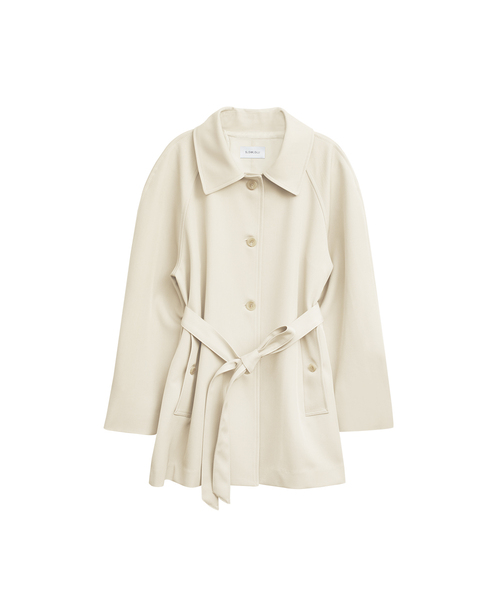 SLOWLOLLI(スローローリ)の「Muir belt half trench jacket_2 Colors(その他アウター・レディース・ブラック/アイボリー/Beige・FREE)」の2枚目の写真