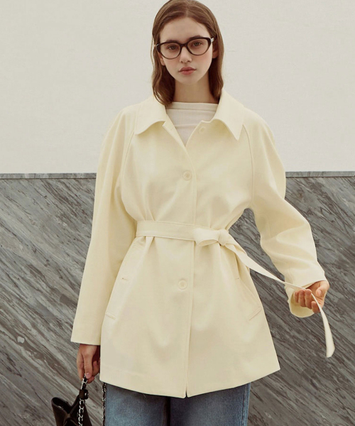 SLOWLOLLI(スローローリ)の「Muir belt half trench jacket_2 Colors(その他アウター・レディース・ブラック/アイボリー/Beige・FREE)」の9枚目の写真