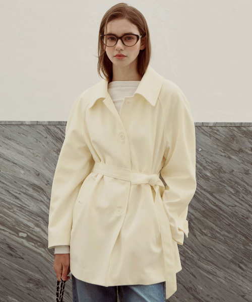 SLOWLOLLI(スローローリ)の「Muir belt half trench jacket_2 Colors(その他アウター・レディース・ブラック/アイボリー/Beige・FREE)」の8枚目の写真