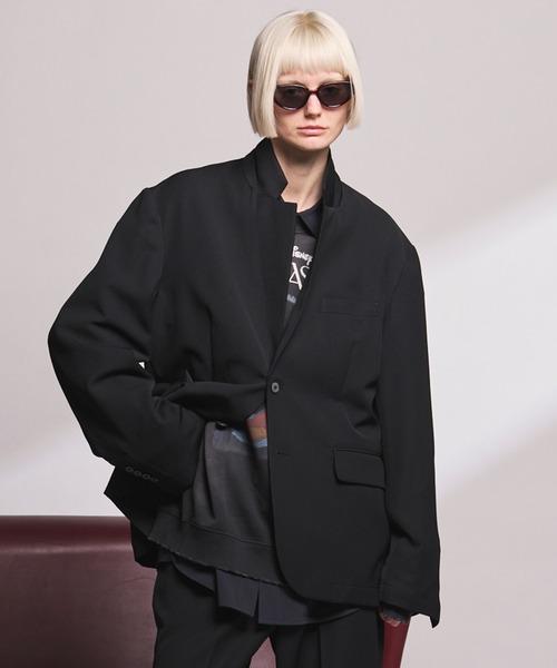 MAISON SPECIAL(メゾンスペシャル)の「《UNISEX》Tricker Twill Regular-Over 2B Tailored Jacket/トリッカーツイルレギュラーオーバー2Bテーラードジャケット【MAISON SPECIAL/メゾンスペシャル】■セットアップ対応■(テーラードジャケット・メンズ・グレイッシュベージュ/ブラック/チャコールグレー/ブラウン・2/1/0)」の2枚目の写真