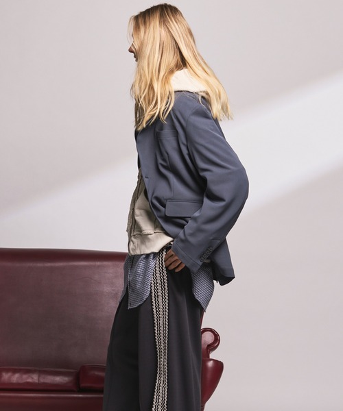 MAISON SPECIAL(メゾンスペシャル)の「《UNISEX》Tricker Twill Regular-Over 2B Tailored Jacket/トリッカーツイルレギュラーオーバー2Bテーラードジャケット【MAISON SPECIAL/メゾンスペシャル】■セットアップ対応■(テーラードジャケット・メンズ・グレイッシュベージュ/ブラック/チャコールグレー/ブラウン・2/1/0)」の14枚目の写真
