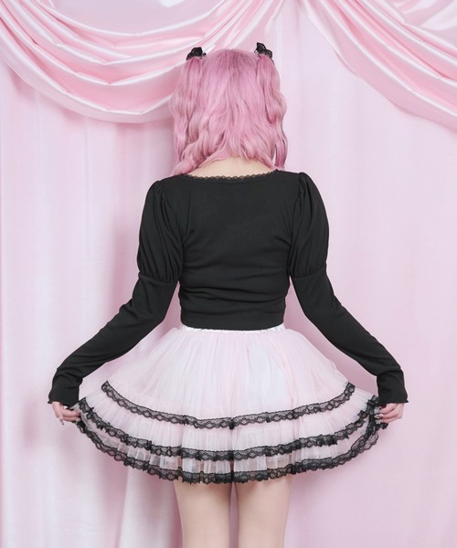 4/19まで＊ 新品 ＊ Magia Charm リボンパフスリーブカットソー リボンパフスリーブカットソー（Tシャツ/カットソー）｜Magia Charm