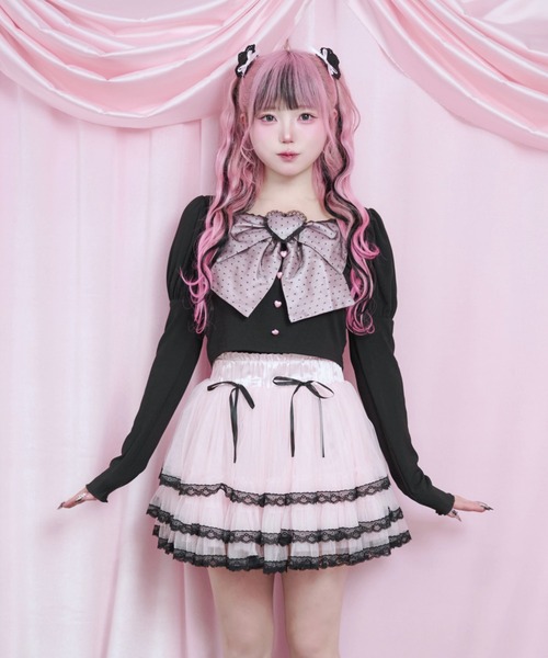 4/19まで＊ 新品 ＊ Magia Charm リボンパフスリーブカットソー リボンパフスリーブカットソー（Tシャツ/カットソー）｜Magia Charm